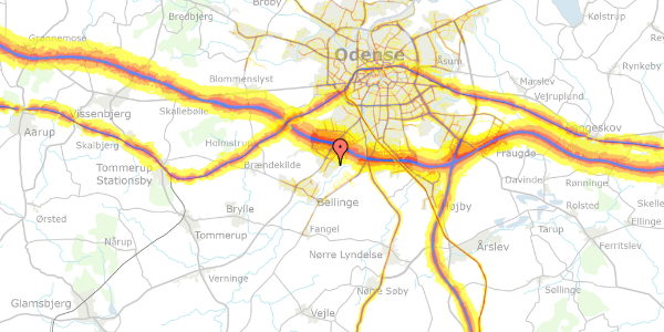 Trafikstøjkort på Ådalsvej 299, 5250 Odense SV