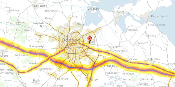 Trafikstøjkort på Åsumvej 227, 5240 Odense NØ