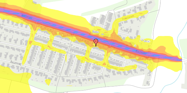 Trafikstøjkort på Åsumvej 571, 5240 Odense NØ