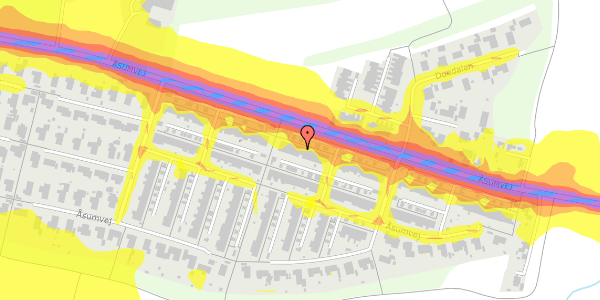 Trafikstøjkort på Åsumvej 589, 5240 Odense NØ