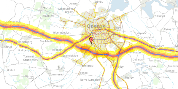 Trafikstøjkort på Abels Allé 9, 5250 Odense SV