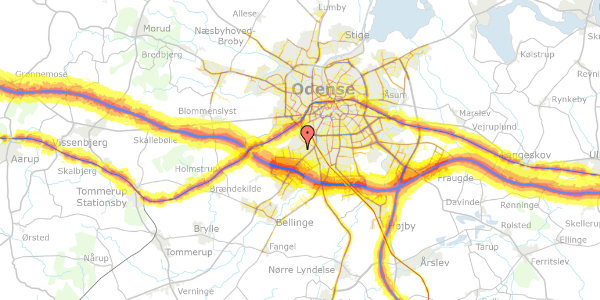 Trafikstøjkort på Abels Allé 12, 5250 Odense SV