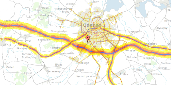 Trafikstøjkort på Abels Allé 14, 5250 Odense SV