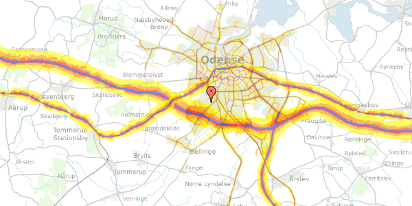 Trafikstøjkort på Abels Allé 15, 5250 Odense SV