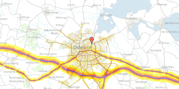 Trafikstøjkort på Agnetevej 39, 5000 Odense C