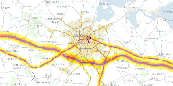 Trafikstøjkort på Albanigade 21D, st. 14, 5000 Odense C