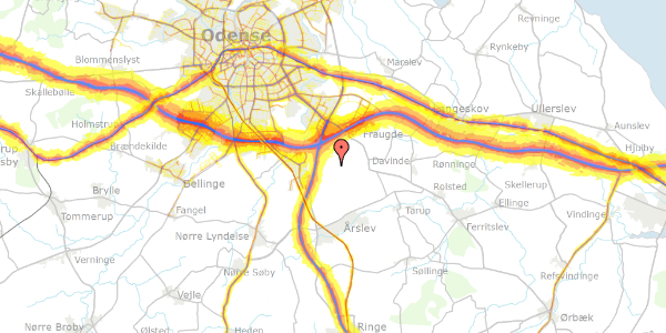 Trafikstøjkort på Allerup Bygade 39, 5220 Odense SØ