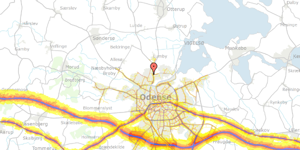 Trafikstøjkort på Anderuplunden 20, 5270 Odense N