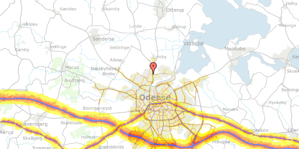 Trafikstøjkort på Anderuplunden 84, 5270 Odense N