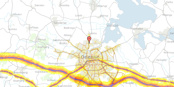 Trafikstøjkort på Anderuplunden 117, 5270 Odense N