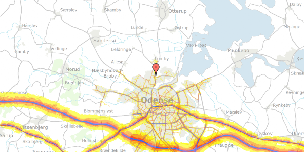 Trafikstøjkort på Anderupvej 11, 5270 Odense N