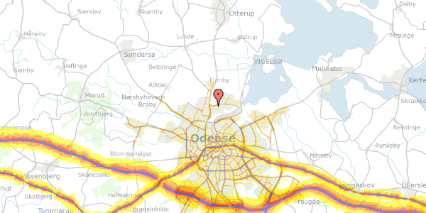 Trafikstøjkort på Anderupvej 69, 5270 Odense N