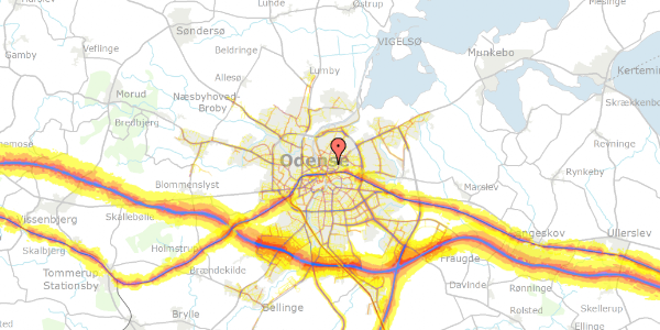 Trafikstøjkort på Annasholmsgade 5, 5000 Odense C