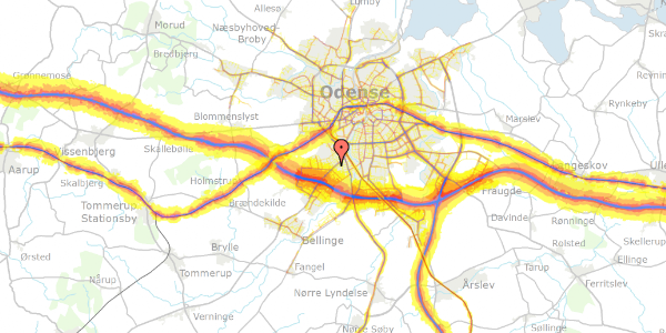 Trafikstøjkort på Anne Maries Allé 4A, 5250 Odense SV