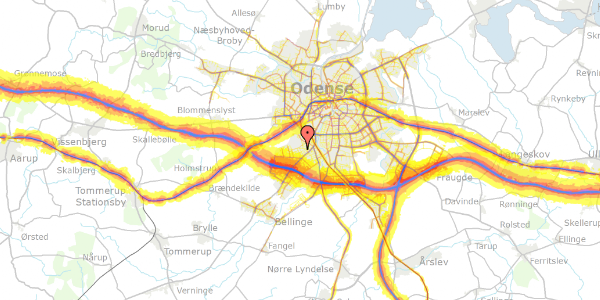 Trafikstøjkort på Anne Maries Allé 38B, 5250 Odense SV