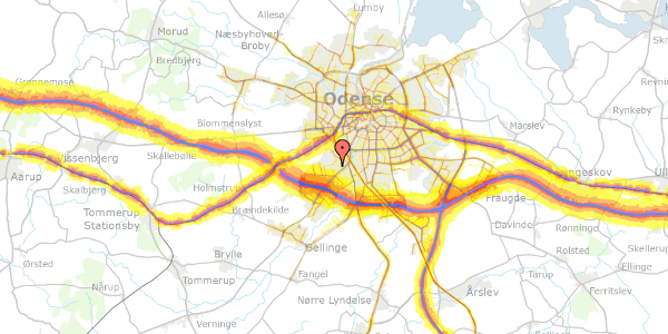 Trafikstøjkort på Anne Maries Allé 53, 5250 Odense SV