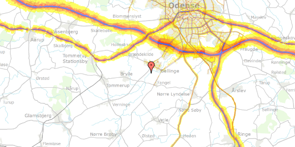 Trafikstøjkort på Assensvej 206, 5250 Odense SV