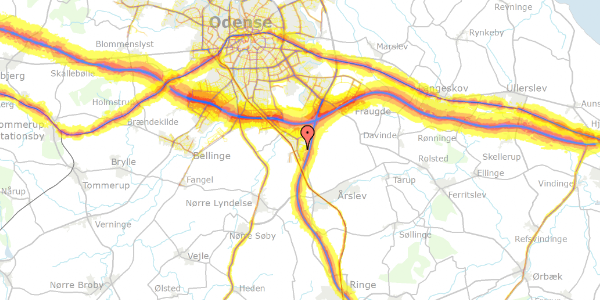 Trafikstøjkort på Bakkegårdslunden 3, 5260 Odense S