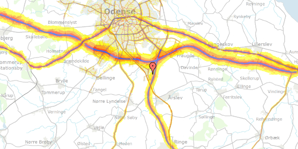 Trafikstøjkort på Bakkegårdslunden 29, 5260 Odense S