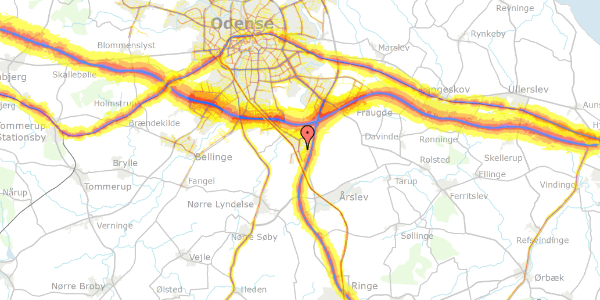 Trafikstøjkort på Bakkegårdslunden 30, 5260 Odense S