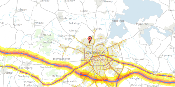 Trafikstøjkort på Bakkeskråningen 35, 5270 Odense N