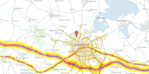 Trafikstøjkort på Bakkeskråningen 39, 5270 Odense N