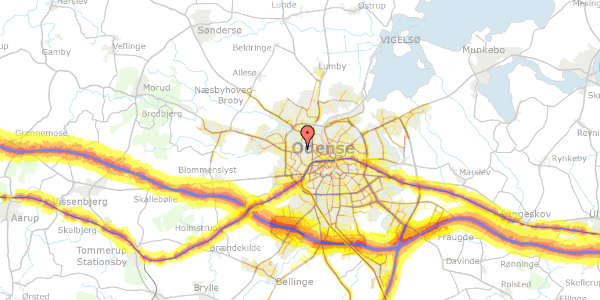 Trafikstøjkort på Bakkevej 48, 5210 Odense NV