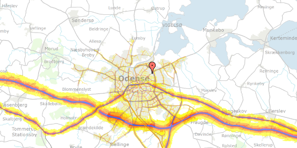 Trafikstøjkort på Bellisvej 41, st. th, 5000 Odense C