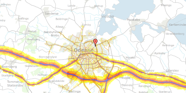 Trafikstøjkort på Bellisvej 63, 5000 Odense C