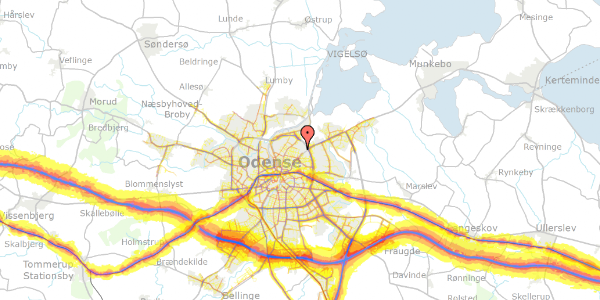 Trafikstøjkort på Bellisvej 67, 5000 Odense C