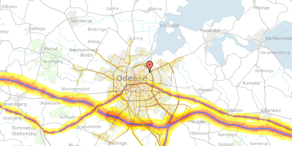 Trafikstøjkort på Bellisvej 82, 5000 Odense C