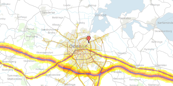 Trafikstøjkort på Bellisvej 108, 5000 Odense C