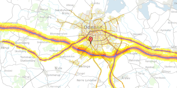 Trafikstøjkort på Benediktes Allé 11, 5250 Odense SV