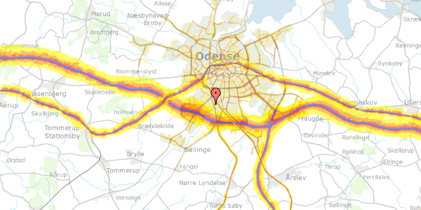 Trafikstøjkort på Bergendals Allé 22, 5250 Odense SV