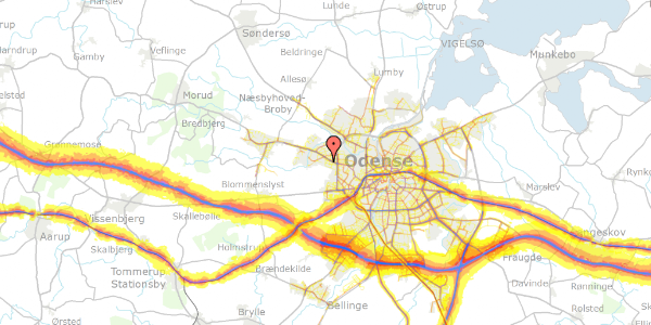 Trafikstøjkort på Bergthorasvej 39, 5210 Odense NV