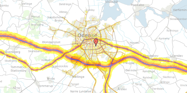 Trafikstøjkort på Bernstorffsvej 33, 5000 Odense C