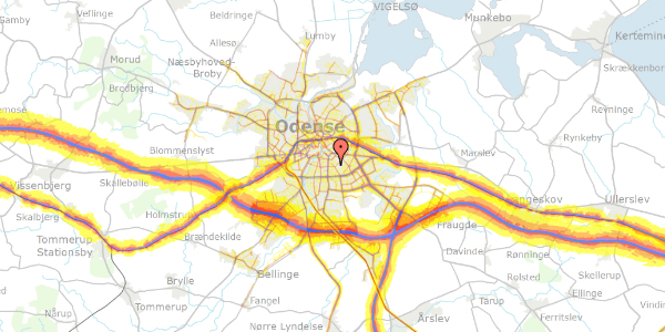 Trafikstøjkort på Bernstorffsvej 40, 5000 Odense C