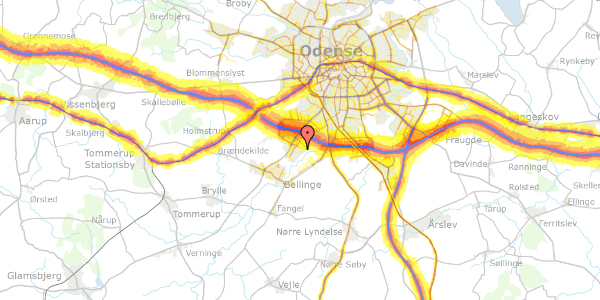 Trafikstøjkort på Birgits Allé 8, 5250 Odense SV