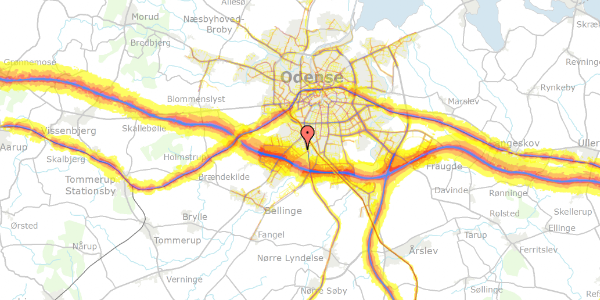 Trafikstøjkort på Birkedals Allé 76, 5250 Odense SV