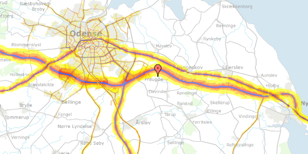 Trafikstøjkort på Birkum Mosevej 98, 5220 Odense SØ