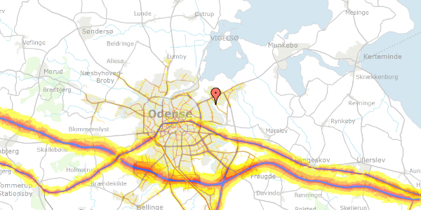 Trafikstøjkort på Biskorupvej 11, 5240 Odense NØ