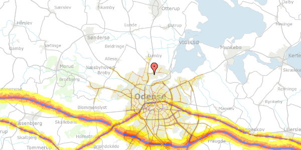 Trafikstøjkort på Bispeengen 24, 5270 Odense N