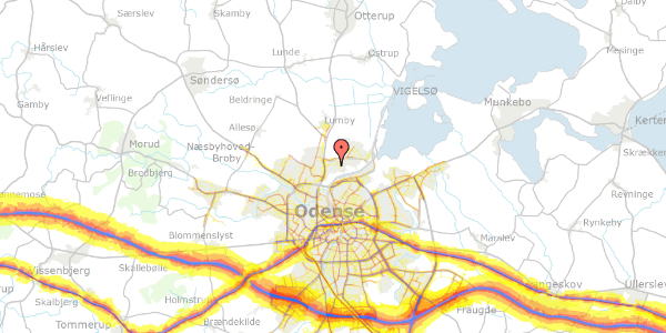 Trafikstøjkort på Bispeengen 99, 5270 Odense N