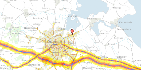 Trafikstøjkort på Bjergskiftet 28, 5240 Odense NØ