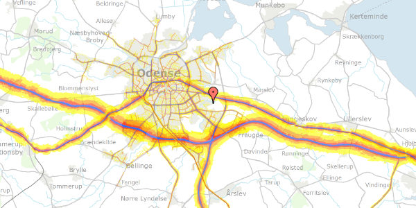 Trafikstøjkort på Blommegrenen 253, 5220 Odense SØ