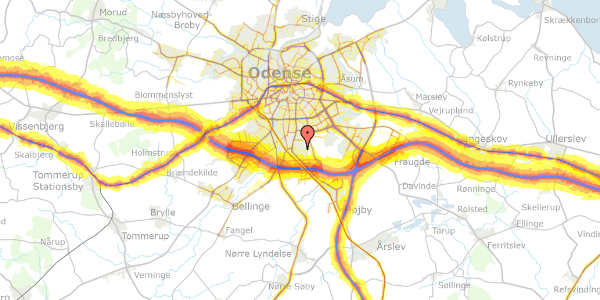 Trafikstøjkort på Blåbærvej 98, 5260 Odense S