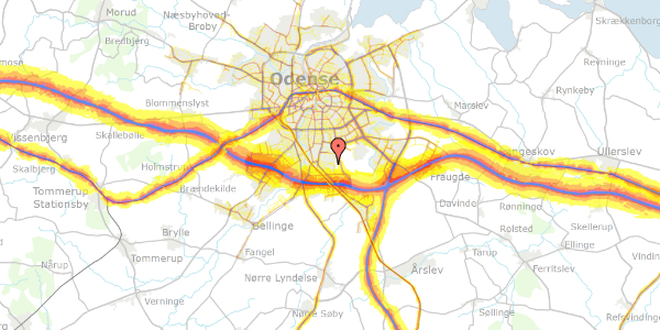 Trafikstøjkort på Blåbærvej 154, 5260 Odense S