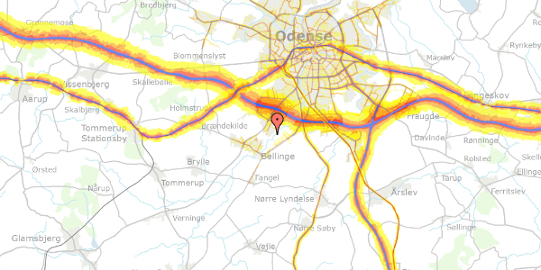 Trafikstøjkort på Blåklokkevej 62, 5250 Odense SV