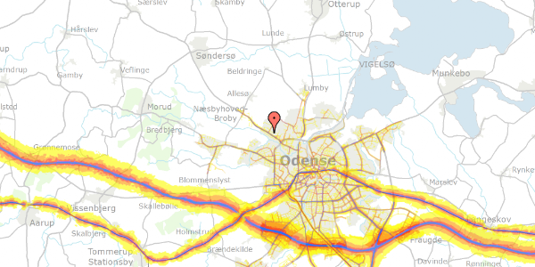 Trafikstøjkort på Boghveden 14, 5270 Odense N