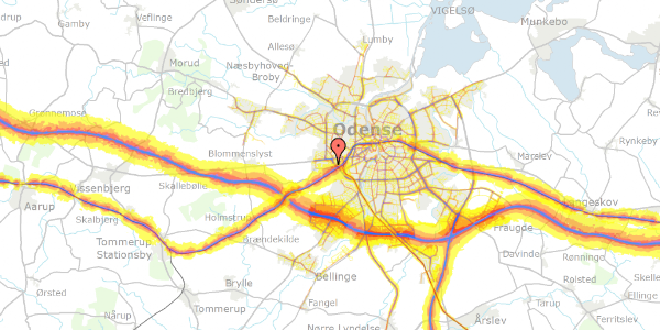 Trafikstøjkort på Bragesvej 18, 5200 Odense V